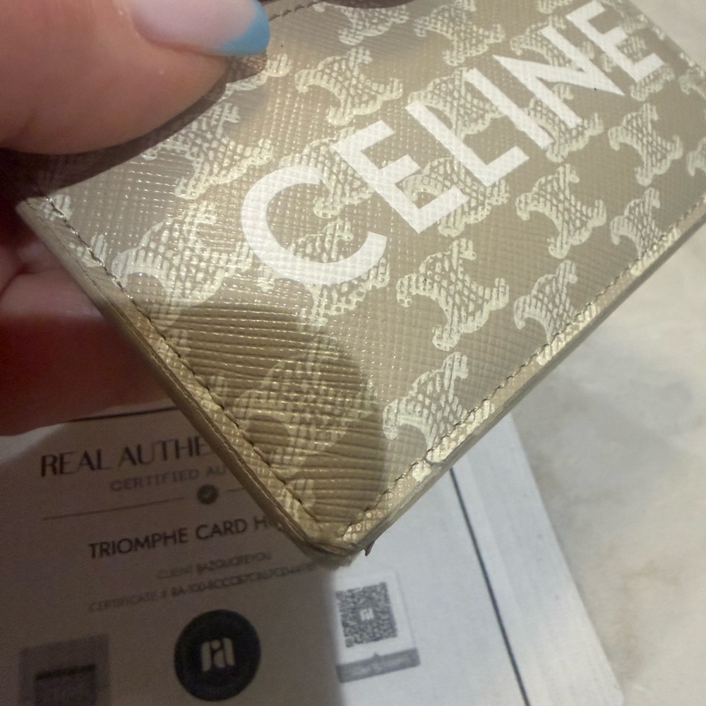 Celine Triomphe Card Holder in Coated Canvas and Calfskin.in EUC - Picture 3 of 9